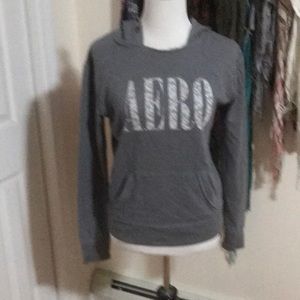 Gray hooded sweatshirt